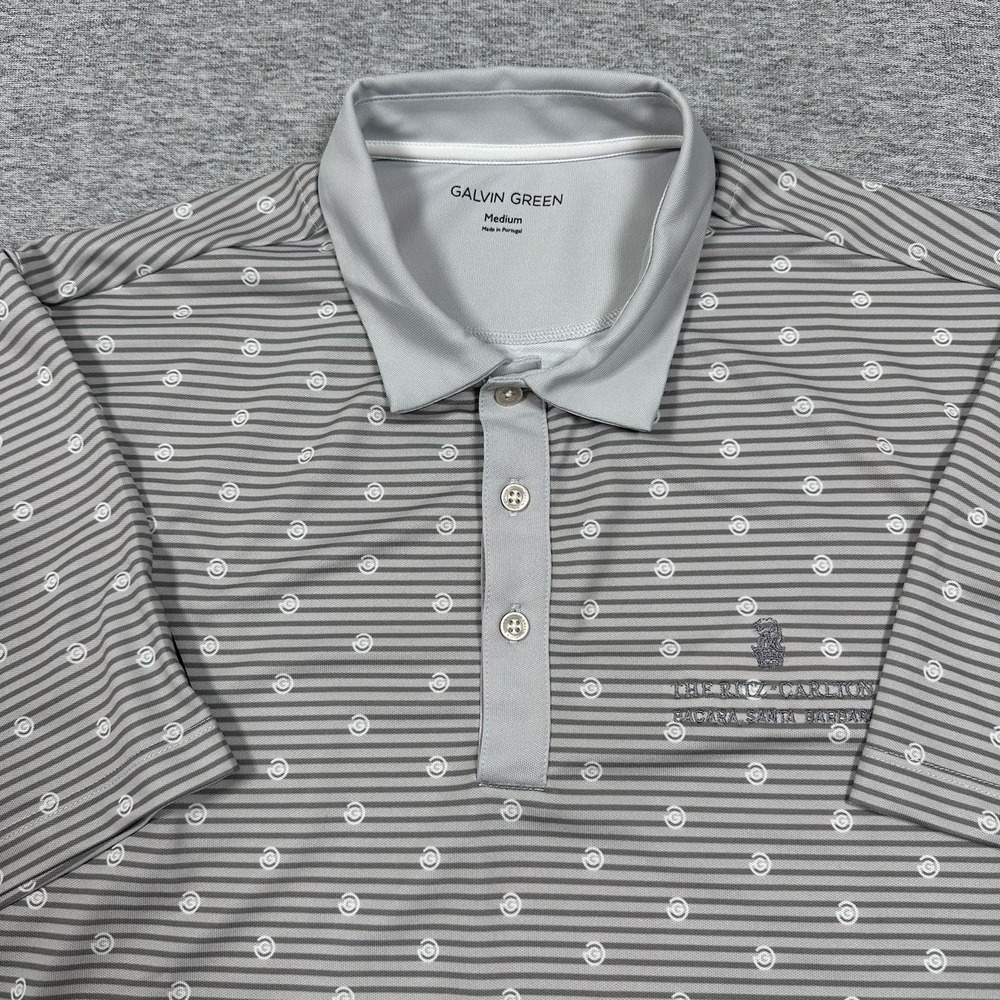 Galvin Green Polo Shirt Mens Medium Gray Performance Stretch Golf Ritz Carlton